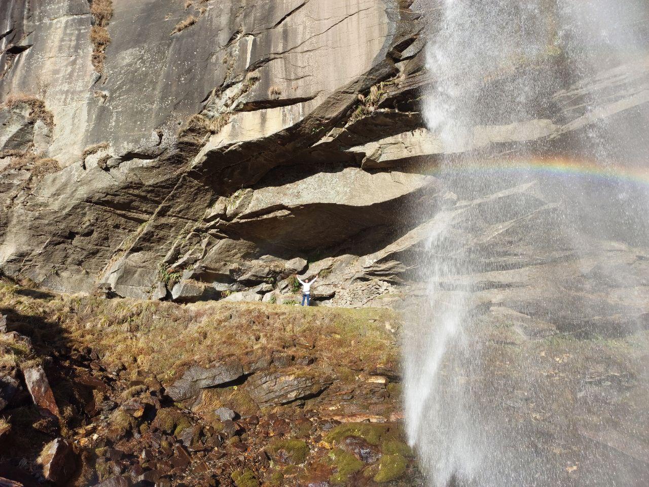 Admiring the waterfall